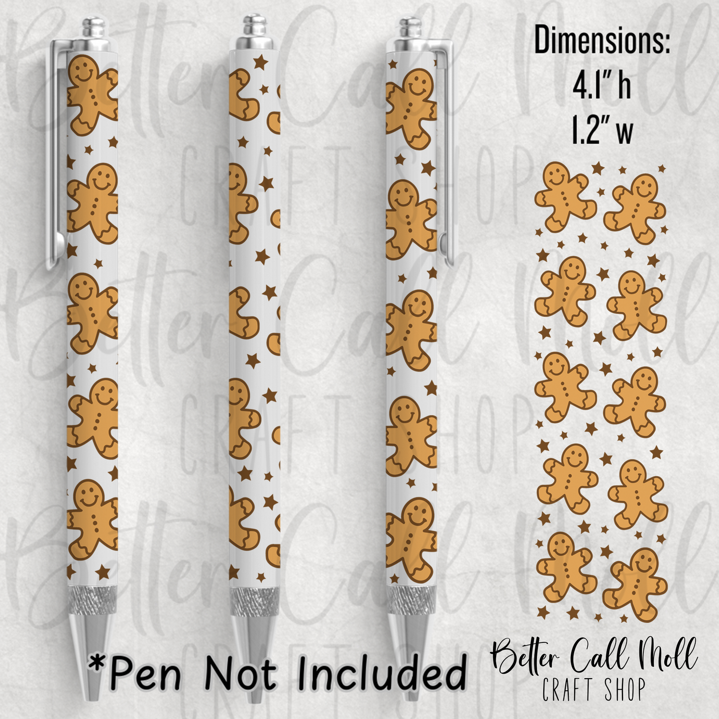 Gingerbread Men UV DTF Pen Wrap