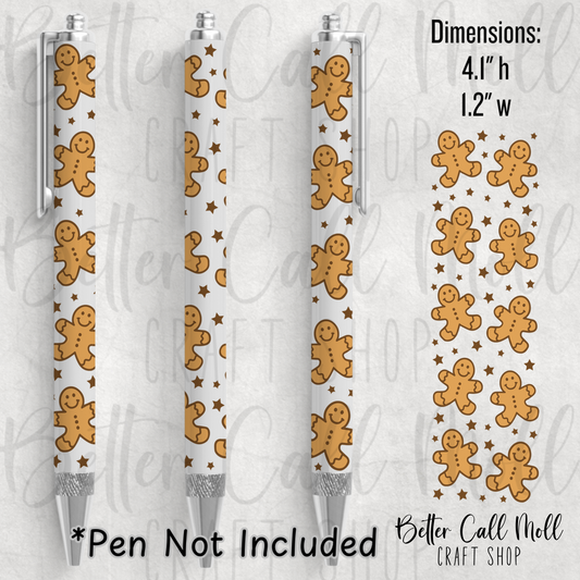Gingerbread Men UV DTF Pen Wrap