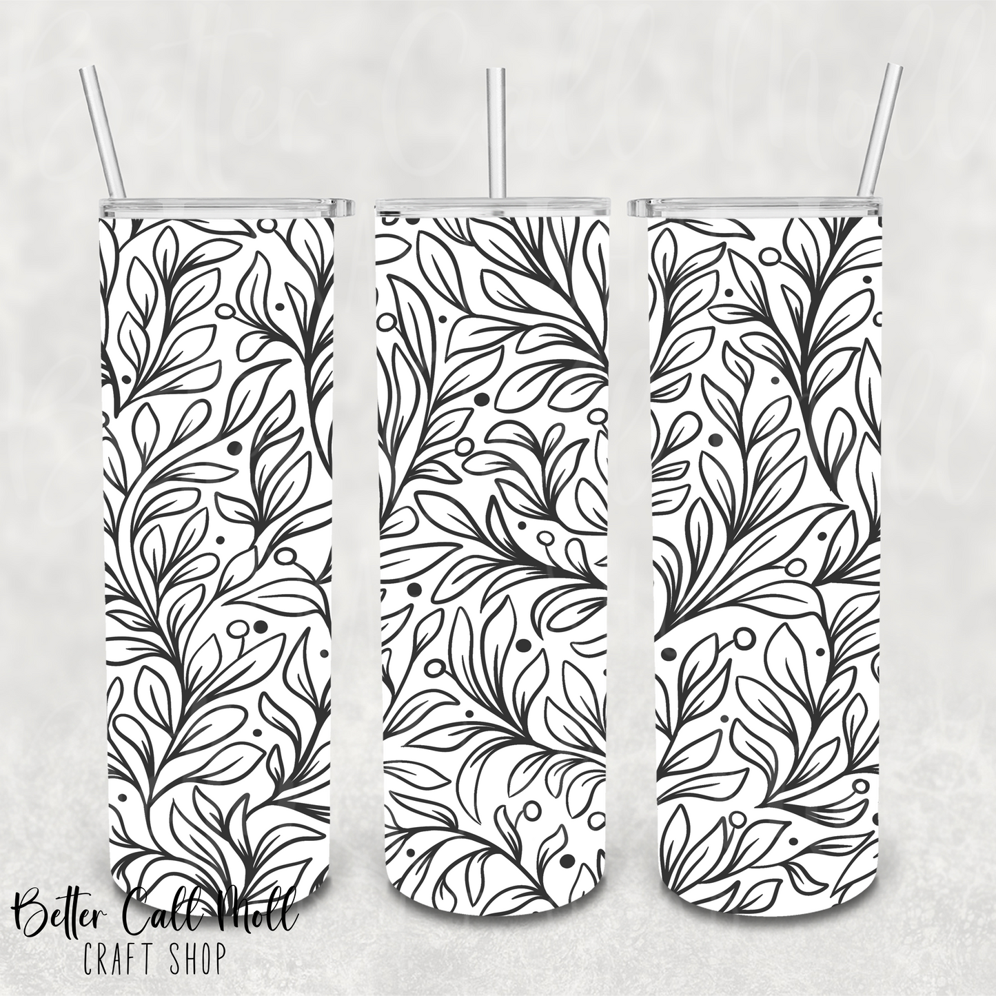 Freeform Foliage UV DTF 20oz Skinny Tumbler Wrap