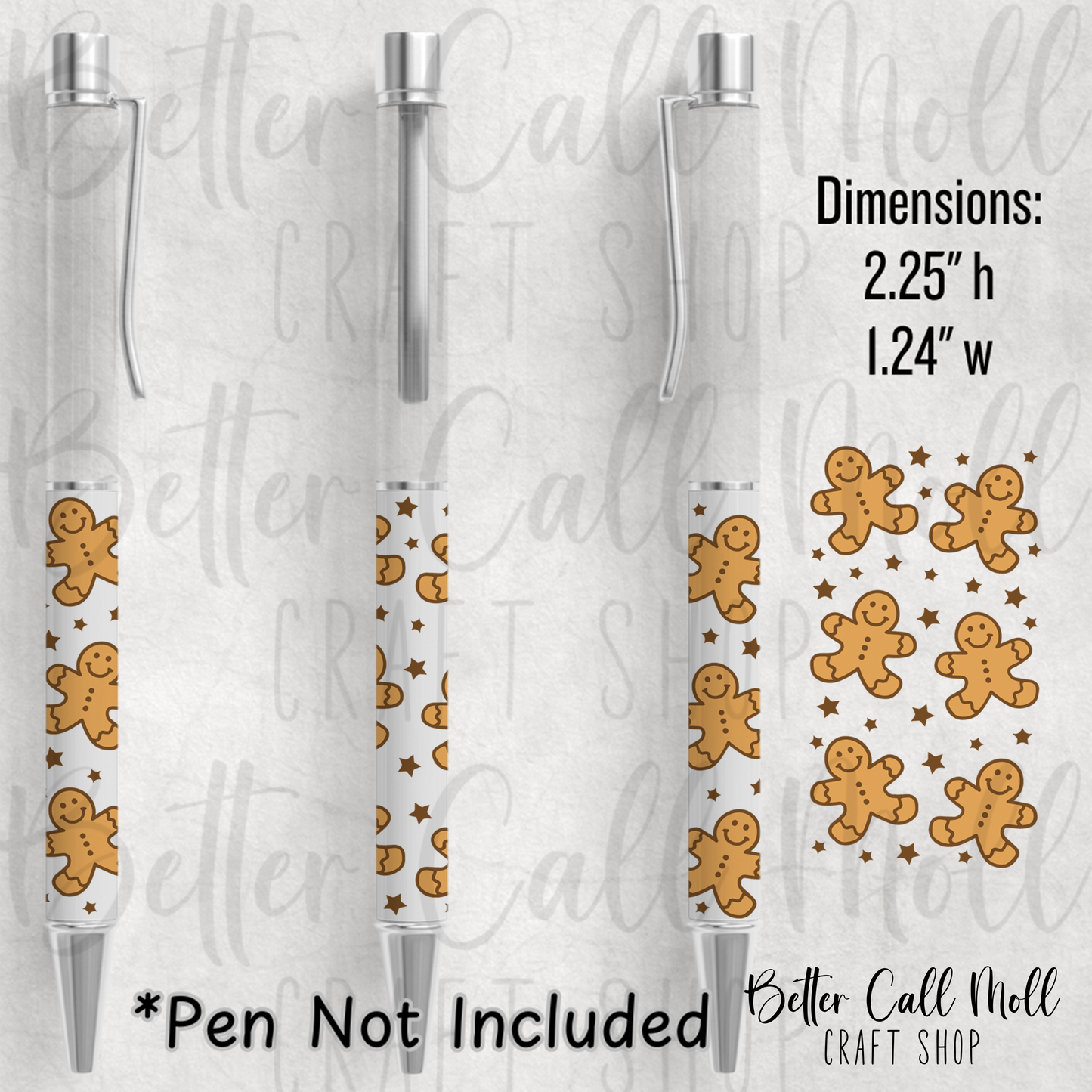 Gingerbread Men UV DTF Pen Wrap