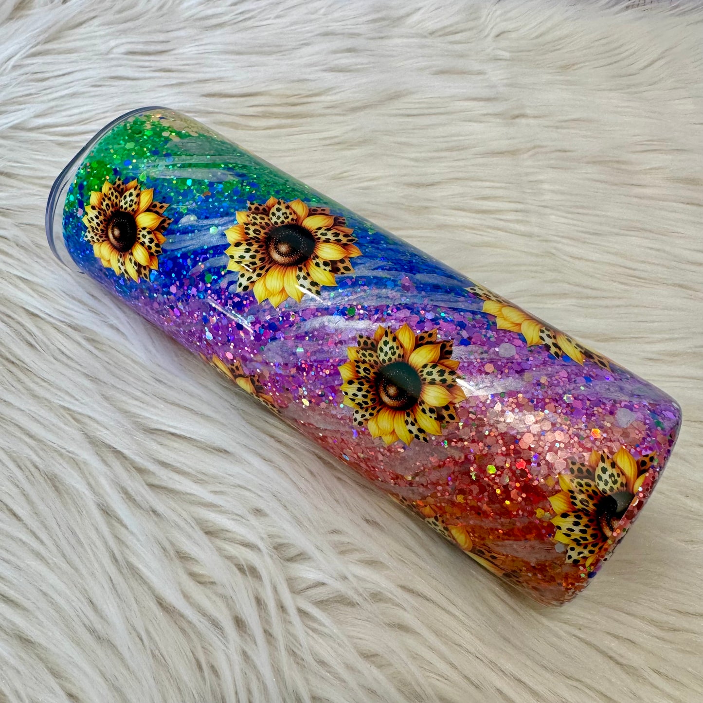 20oz Sunflower Milky Way Glitter Insulated Stainless Steel Coated Tumbler