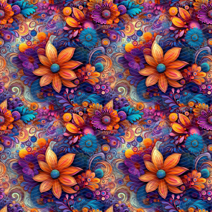 Abstract Florals Digital Seamless Pattern