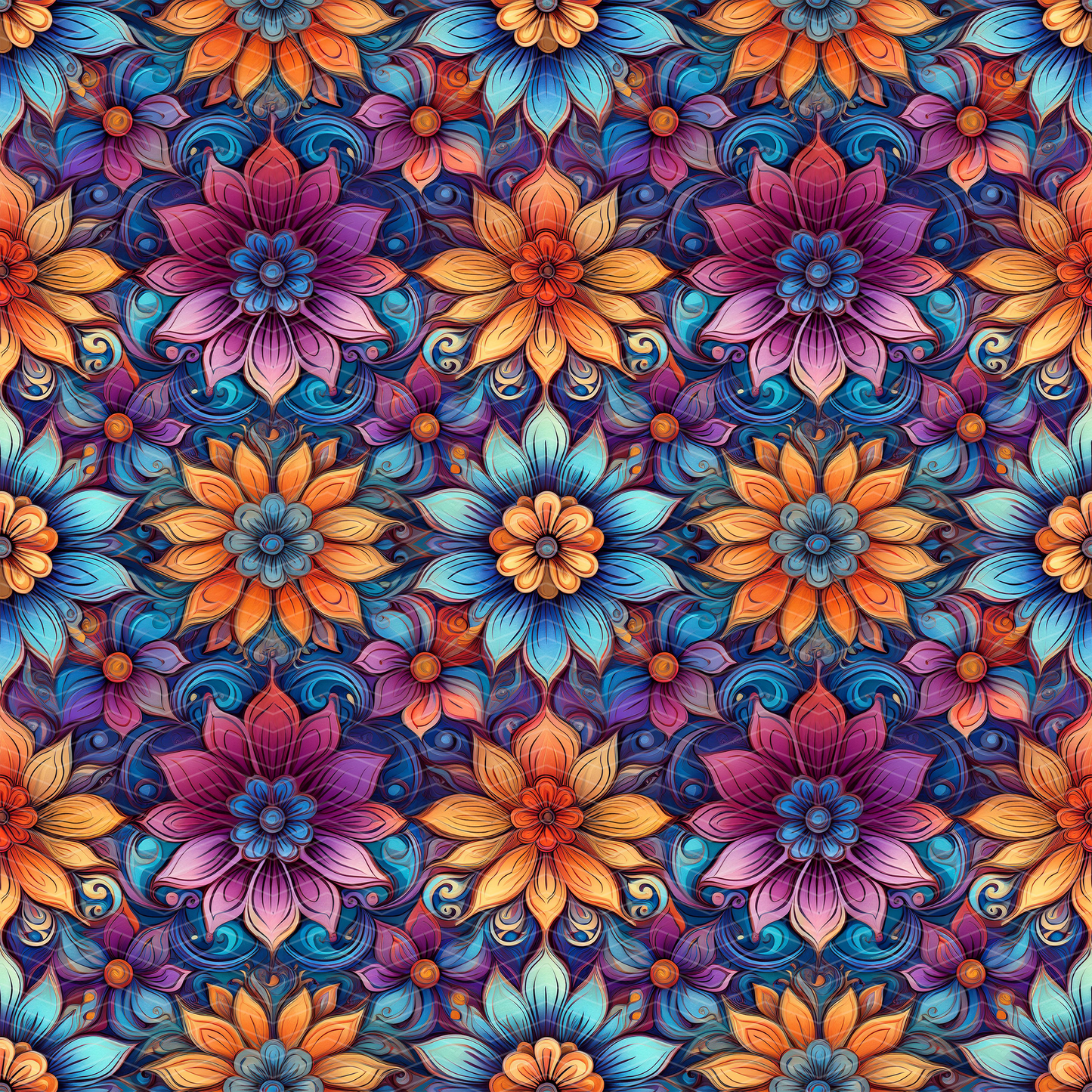 Abstract Florals 3 Digital Seamless Pattern