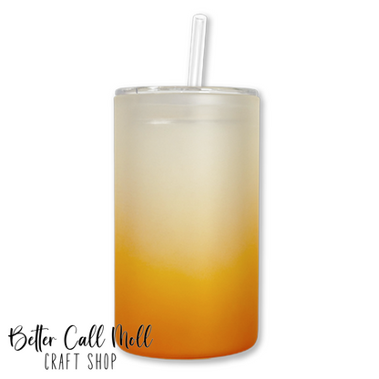 16oz STRAIGHT Frosted Ombre Glass Sublimation Tumbler