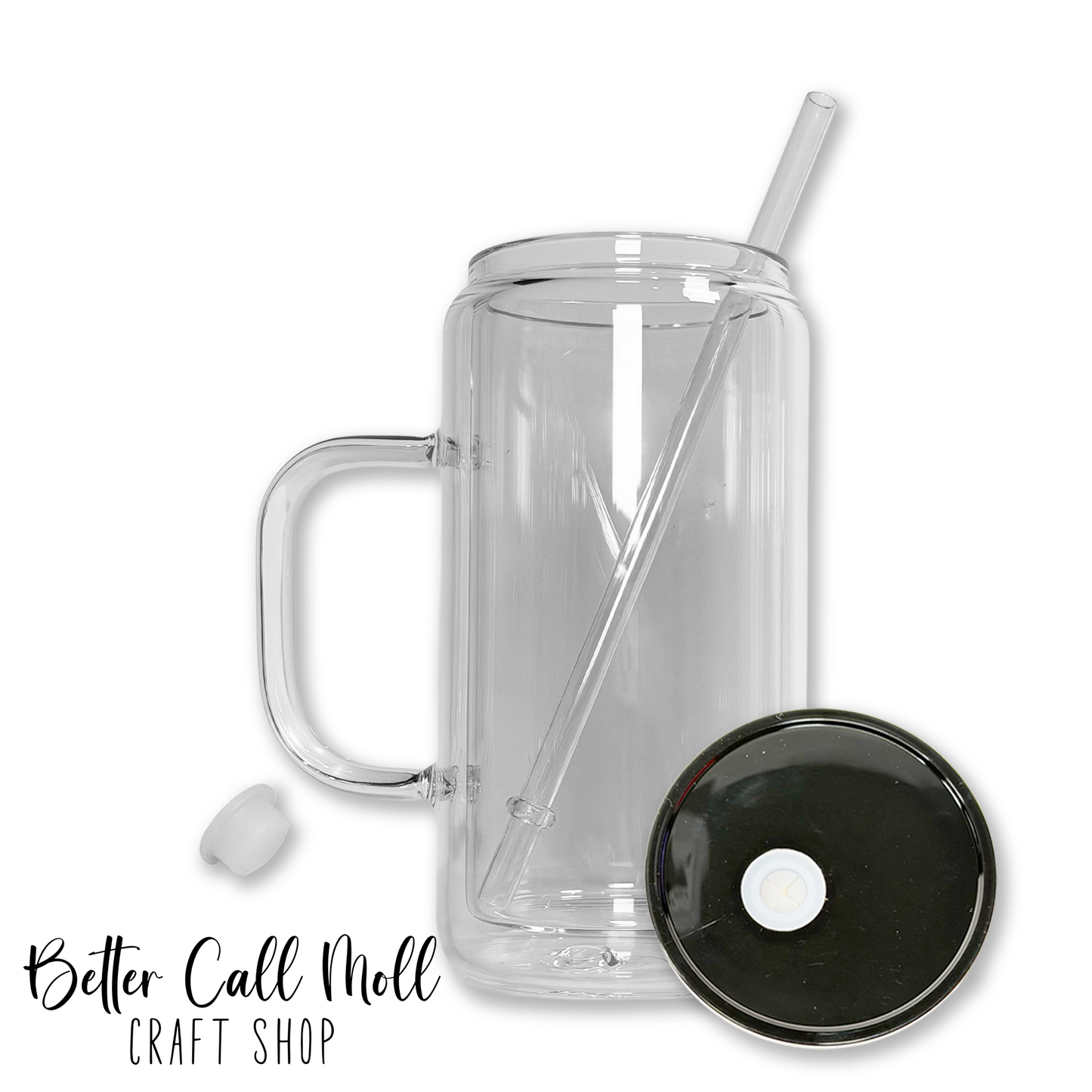 12/16oz Handle Glass SNOW GLOBE Sublimation Tumbler