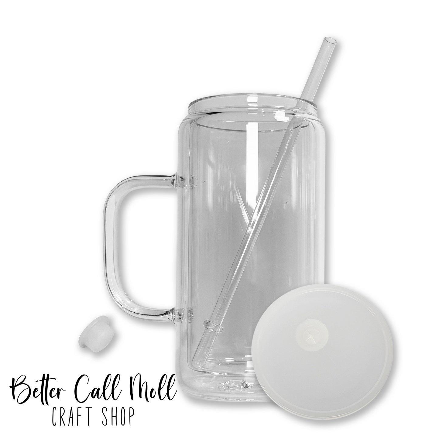 12/16oz Handle Glass SNOW GLOBE Sublimation Tumbler
