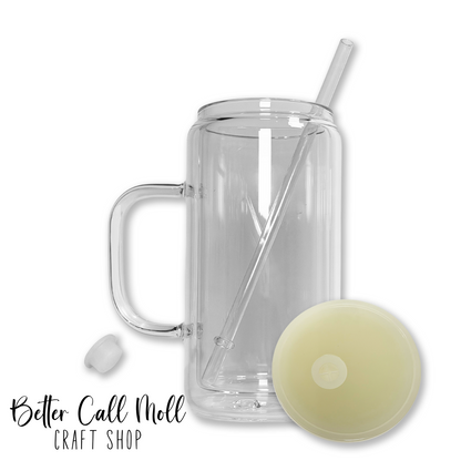 12/16oz Handle Glass SNOW GLOBE Sublimation Tumbler