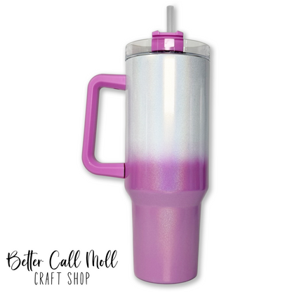 40oz Ombre Holographic Shimmer Handle Sublimation Tumbler