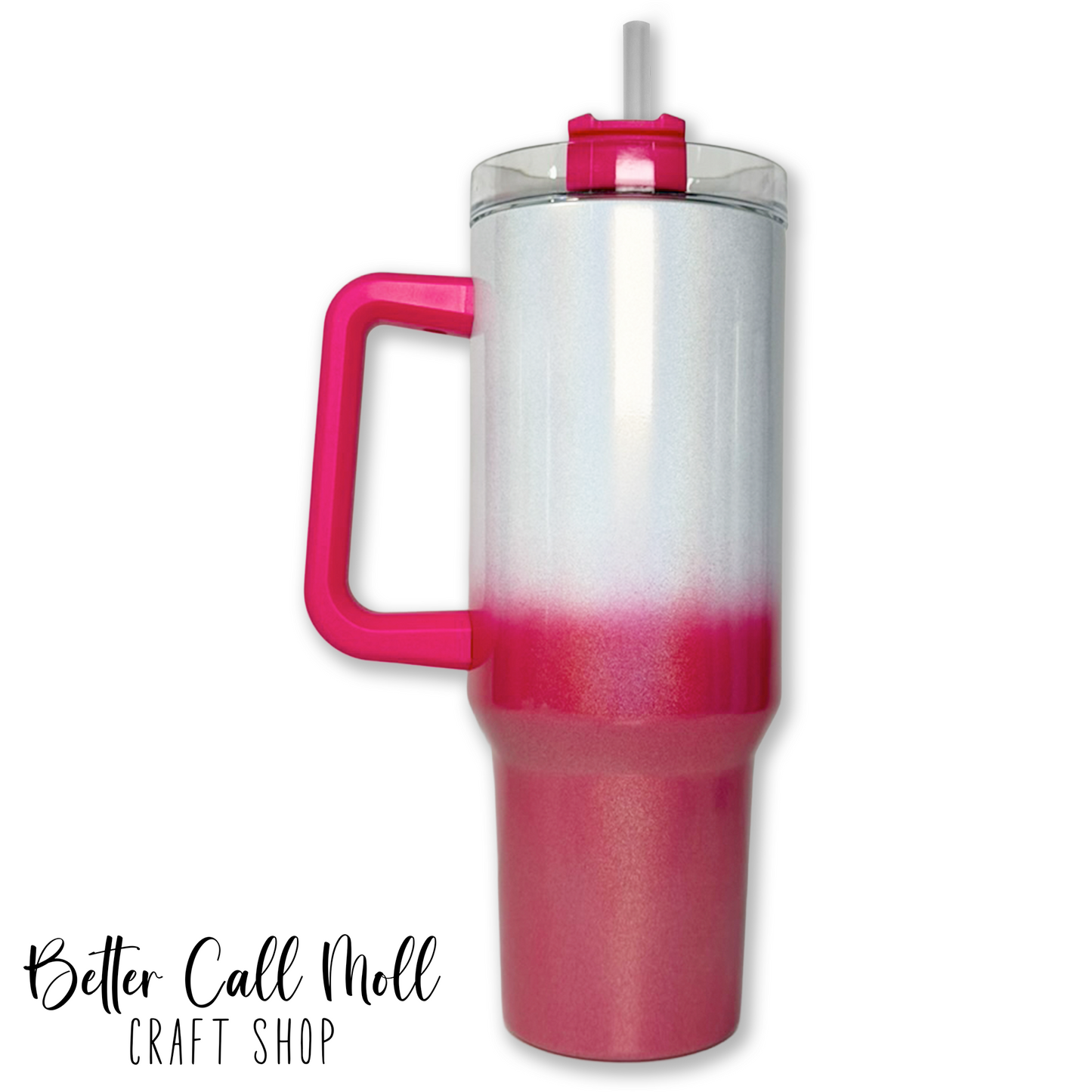 40oz Ombre Holographic Shimmer Handle Sublimation Tumbler