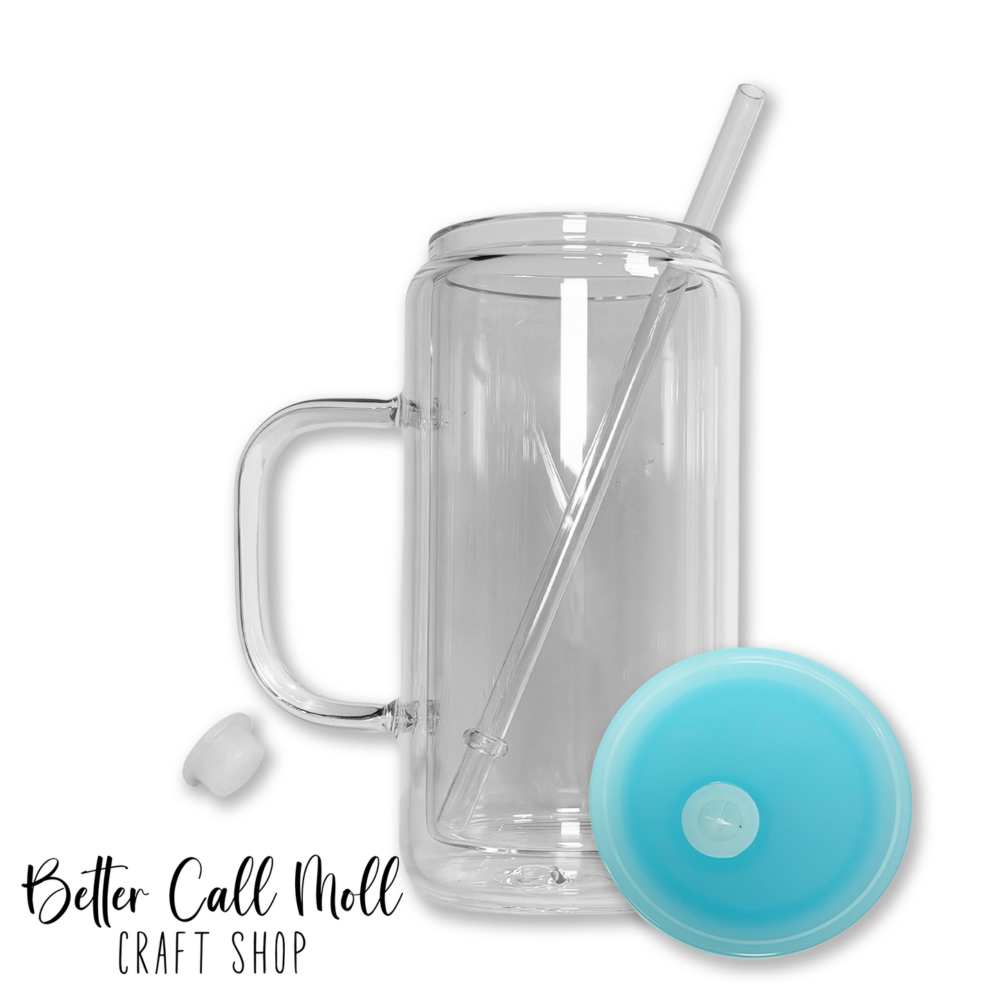 12/16oz Handle Glass SNOW GLOBE Sublimation Tumbler