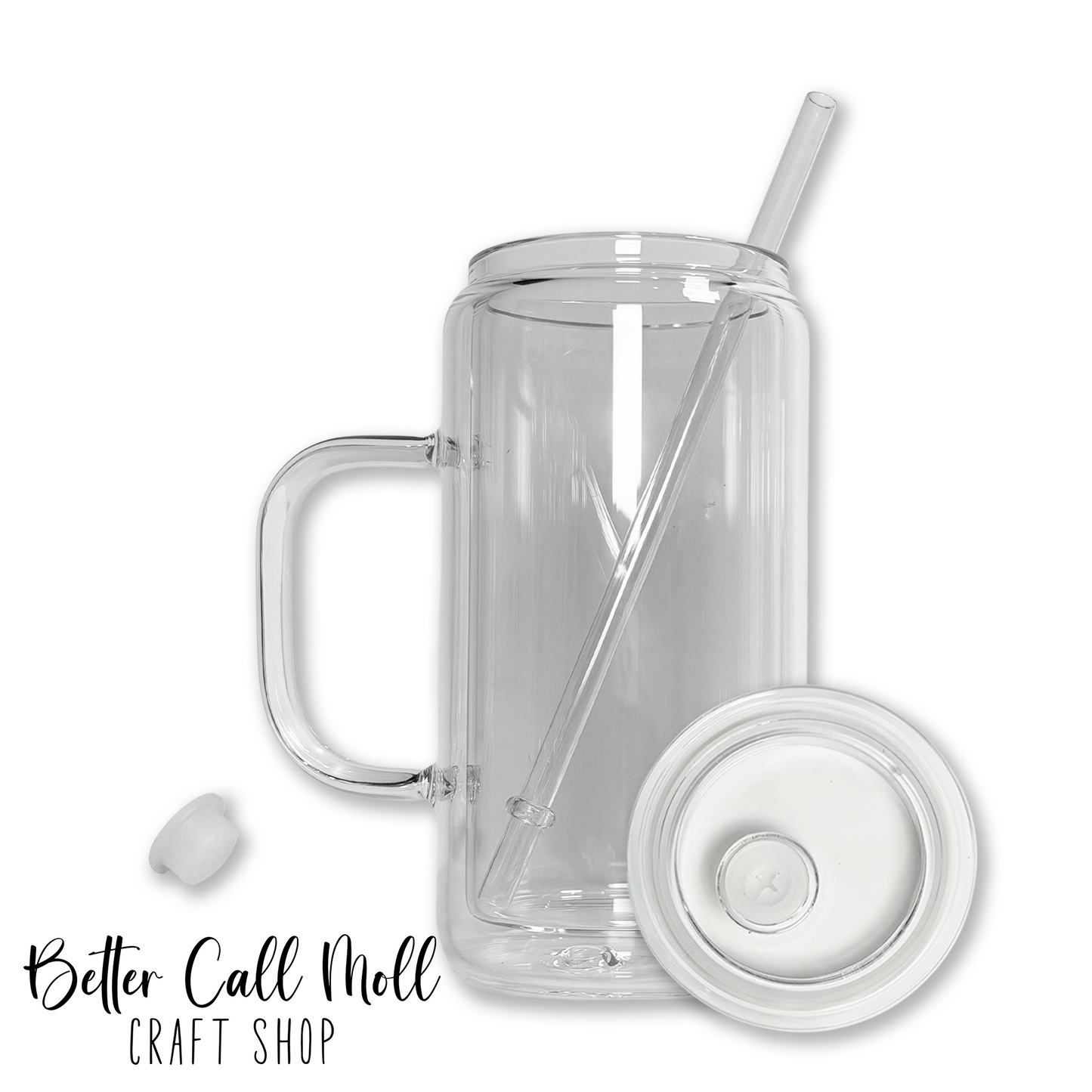 12/16oz Handle Glass SNOW GLOBE Sublimation Tumbler