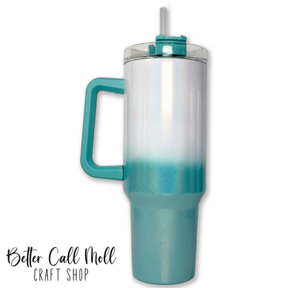 40oz Ombre Holographic Shimmer Handle Sublimation Tumbler