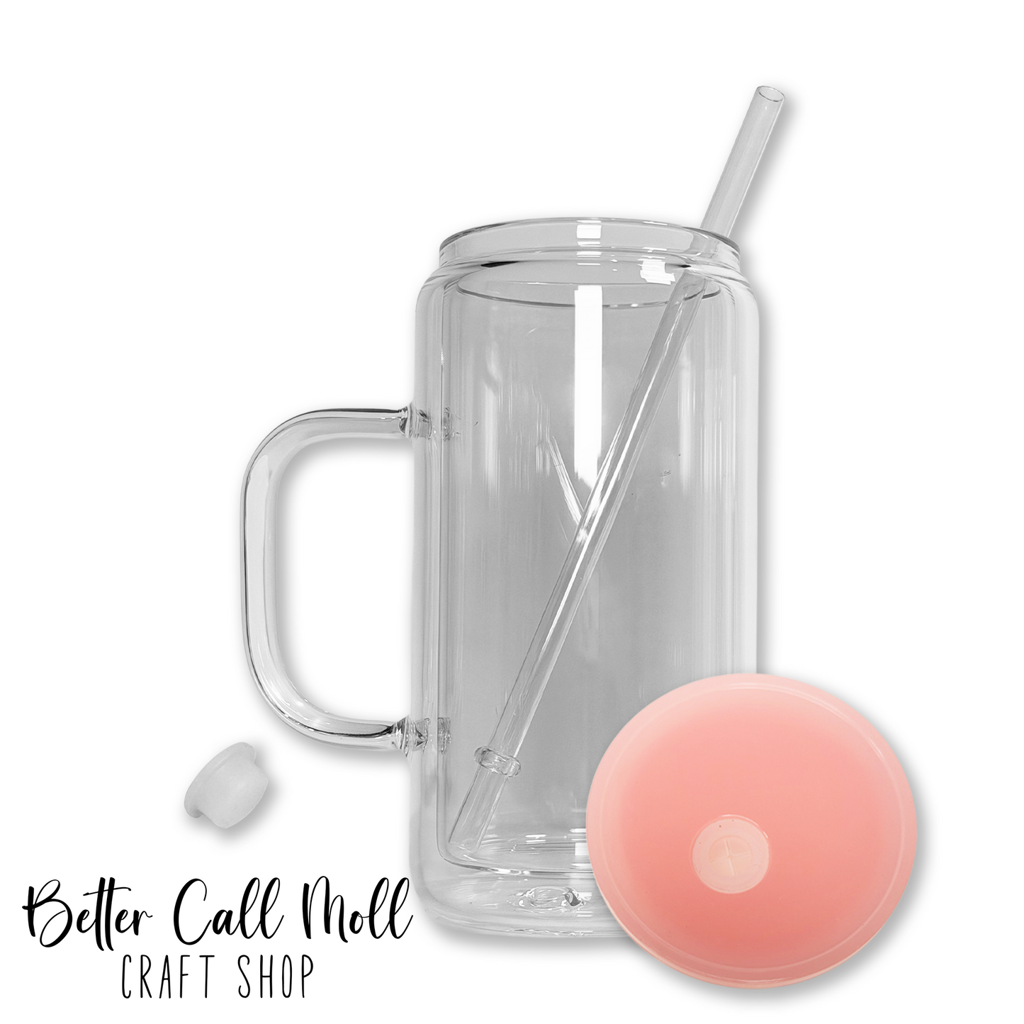 12/16oz Handle Glass SNOW GLOBE Sublimation Tumbler