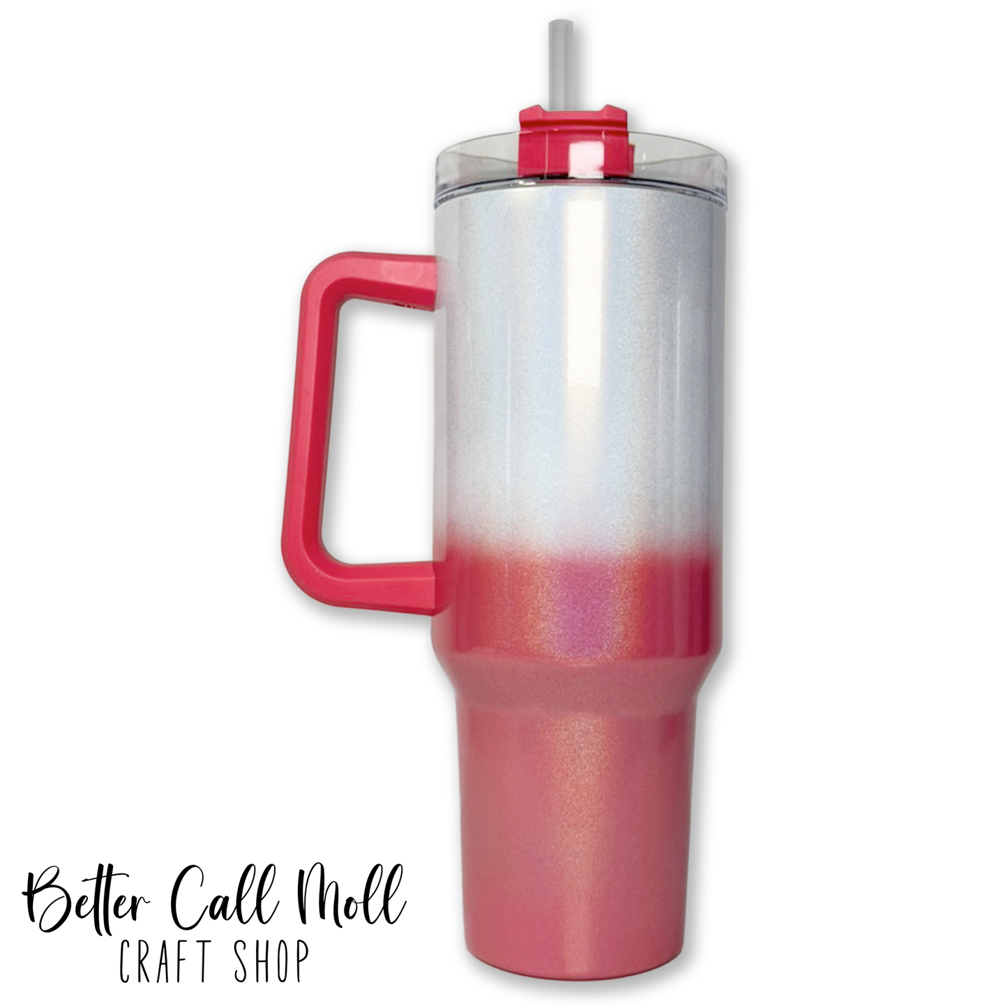 40oz Ombre Holographic Shimmer Handle Sublimation Tumbler