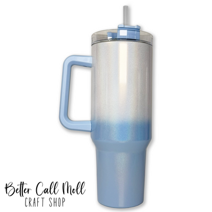 40oz Ombre Holographic Shimmer Handle Sublimation Tumbler