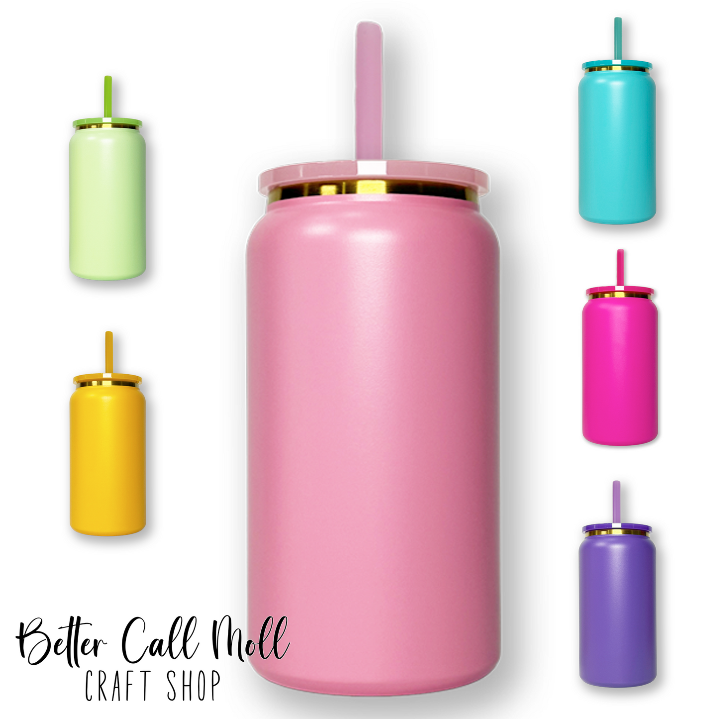 16oz Gold Plated Powder Coated STAINLESS STEEL Tumbler | Multiple Colors Available