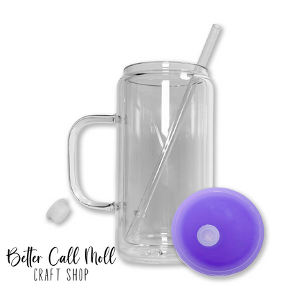 12/16oz Handle Glass SNOW GLOBE Sublimation Tumbler