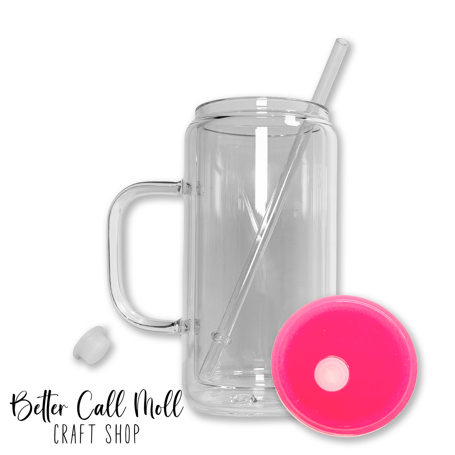 12/16oz Handle Glass SNOW GLOBE Sublimation Tumbler