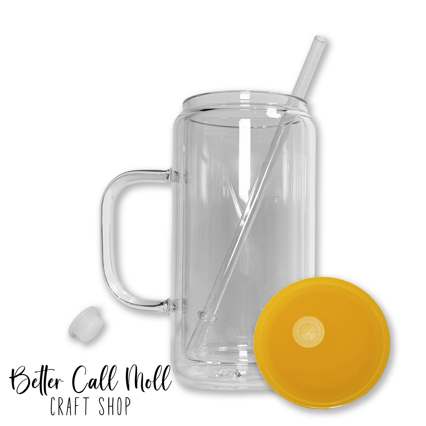 12/16oz Handle Glass SNOW GLOBE Sublimation Tumbler