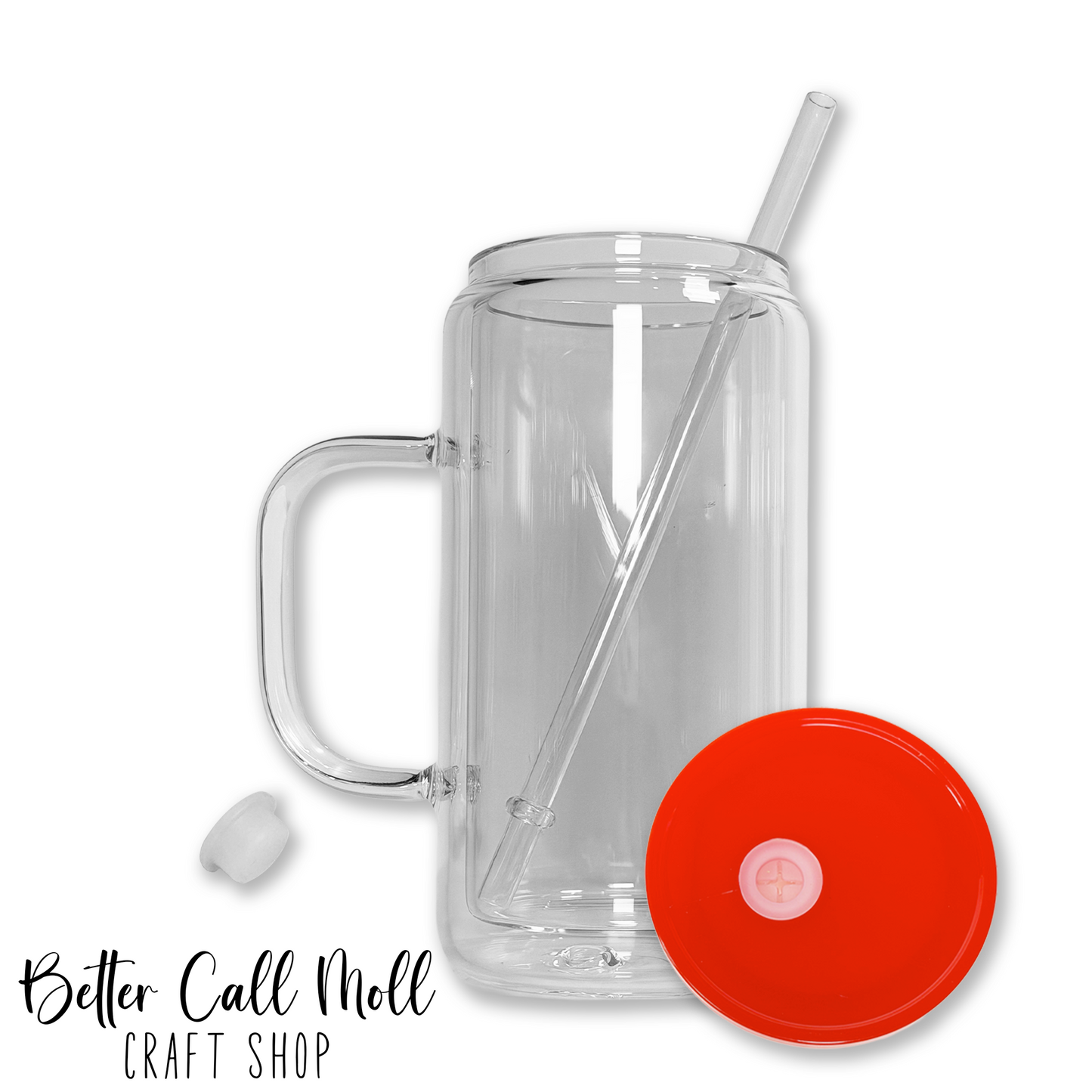 12/16oz Handle Glass SNOW GLOBE Sublimation Tumbler