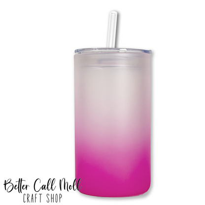 16oz STRAIGHT Frosted Ombre Glass Sublimation Tumbler