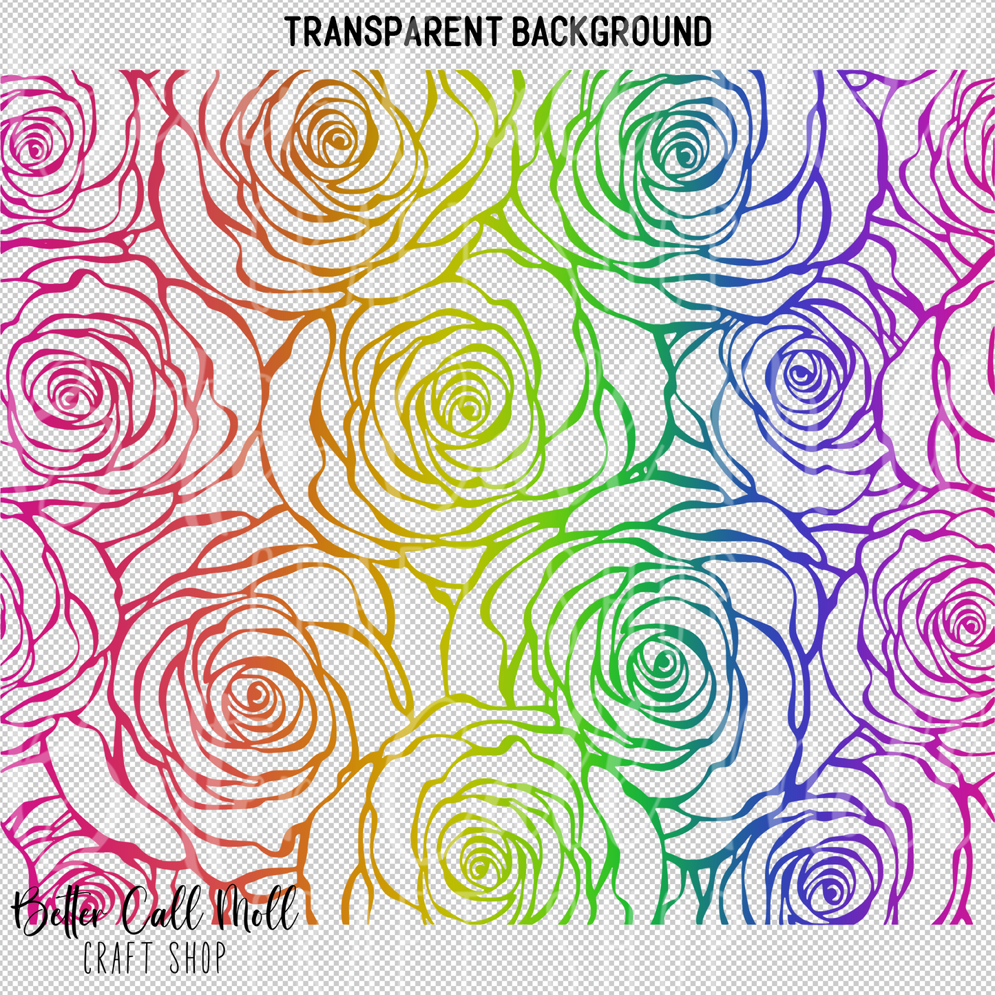 Rainbow Rose Outlines UV DTF 20oz Skinny Tumbler Wrap