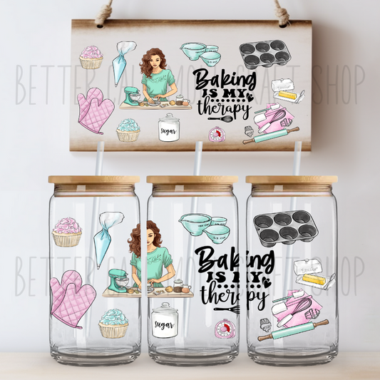 Baking Is My Therapy UV DTF 16oz Tumbler Wrap