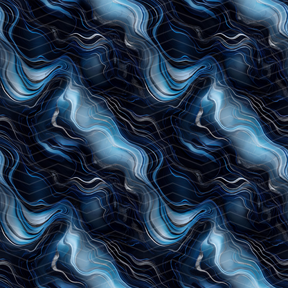 Blue, Black and Silver Marble Digital Seamless Pattern