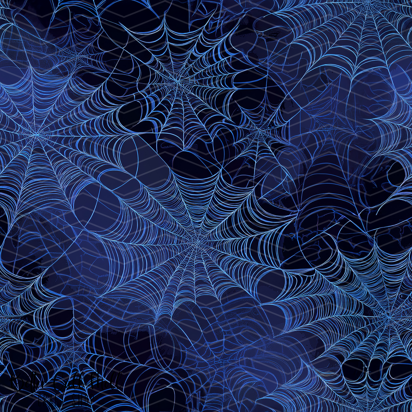 Blue Spiderwebs Digital Seamless Pattern