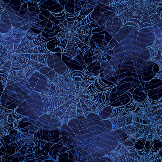 Blue Spiderwebs Digital Seamless Pattern
