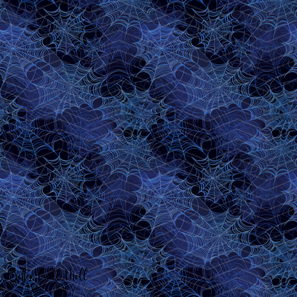 Blue Spiderwebs Digital Seamless Pattern