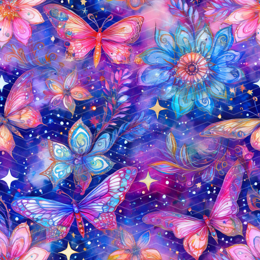 Butterflies and Flowers Digital Seamless Pattern