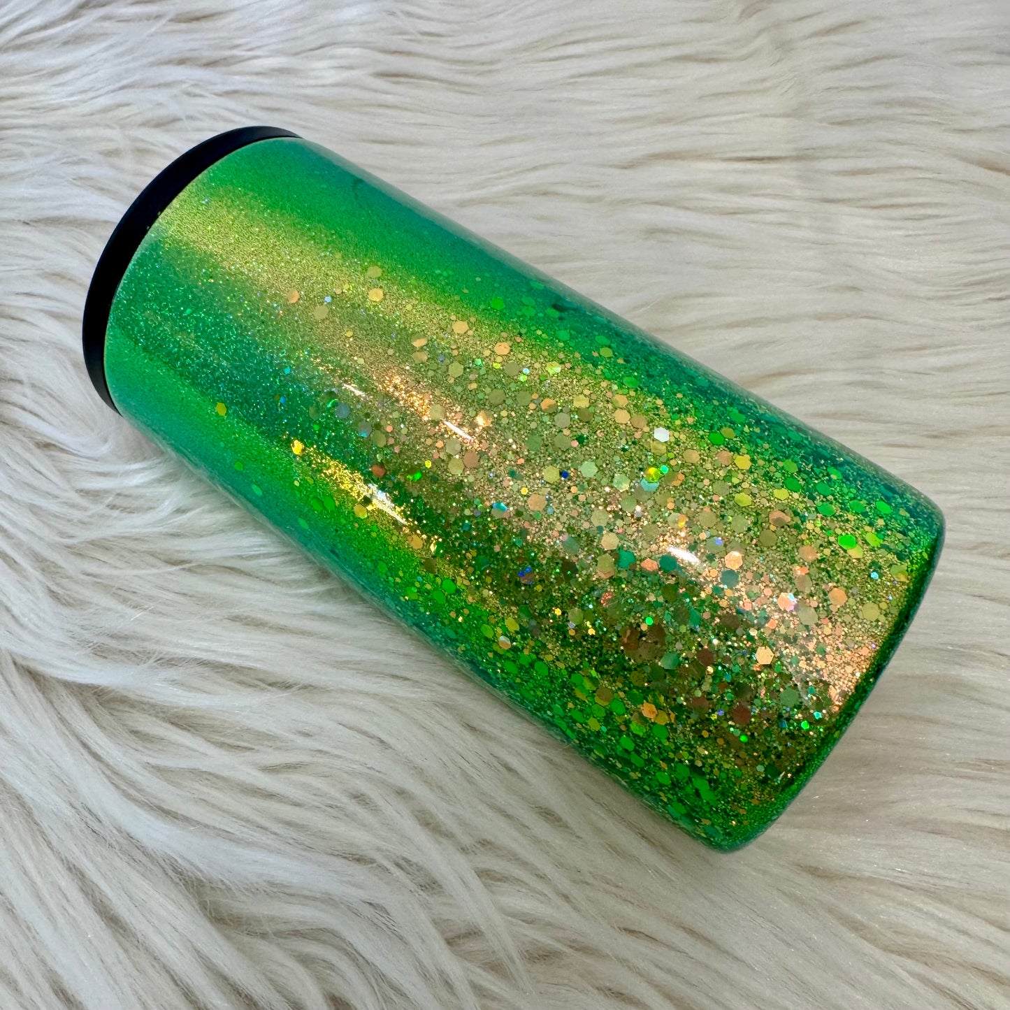 Day Drinkin' Glitter Insulated Stainless Steel Coated Slim Can Cooler