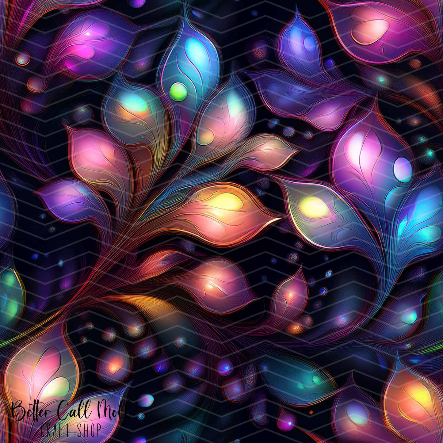 Celestial Foliage Digital Seamless Pattern