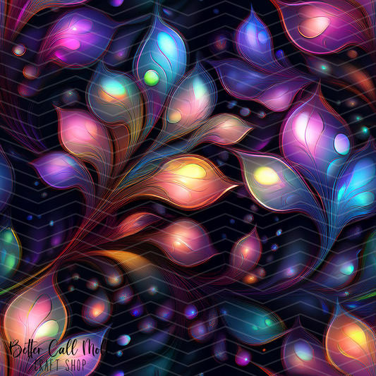 Celestial Foliage Digital Seamless Pattern