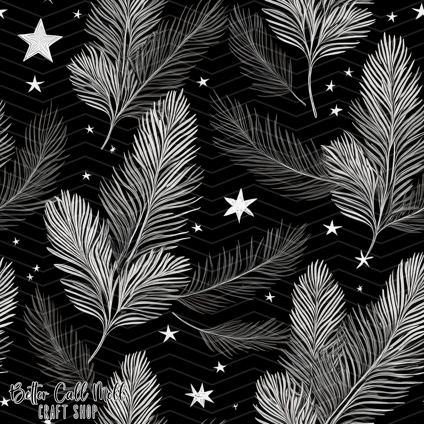 Chalkboard Branches Digital Seamless Pattern