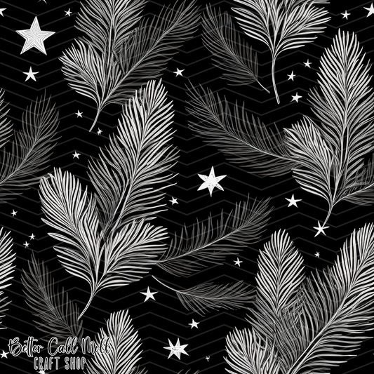 Chalkboard Branches Digital Seamless Pattern
