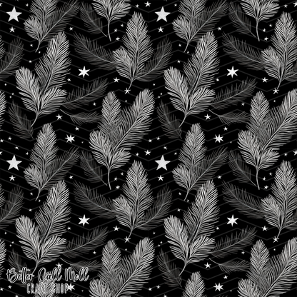 Chalkboard Branches Digital Seamless Pattern