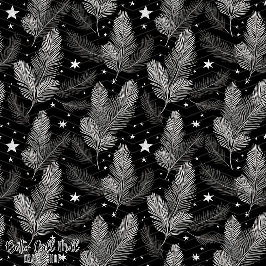 Chalkboard Branches Digital Seamless Pattern