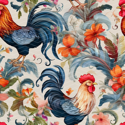 Chickens and Roosters 1 Digital Seamless Pattern