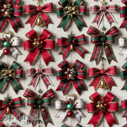 Christmas Bows Digital Seamless Pattern