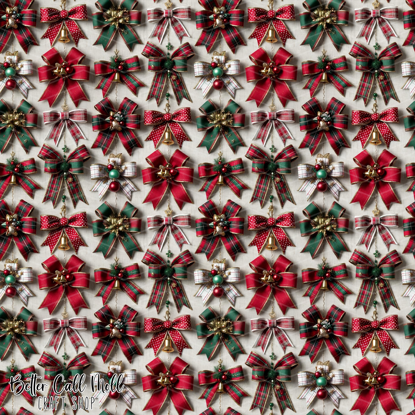 Christmas Bows Digital Seamless Pattern