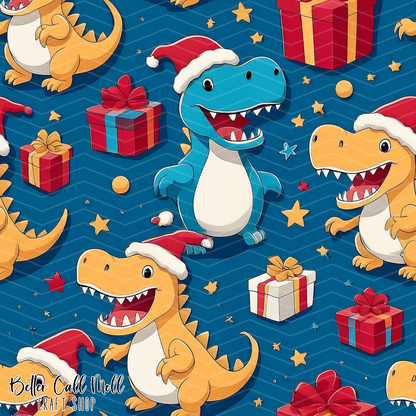 Christmas Dinos 1 Digital Seamless Pattern