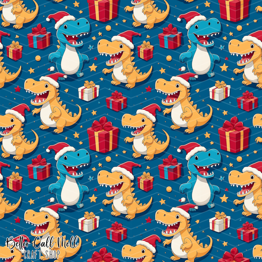 Christmas Dinos 1 Digital Seamless Pattern