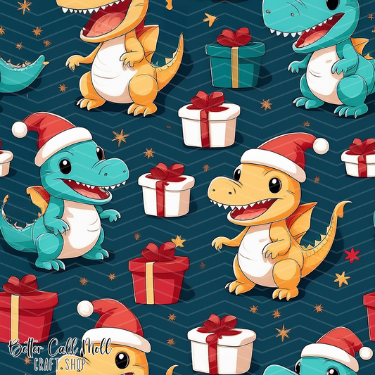 Christmas Dinos 2 Digital Seamless Pattern