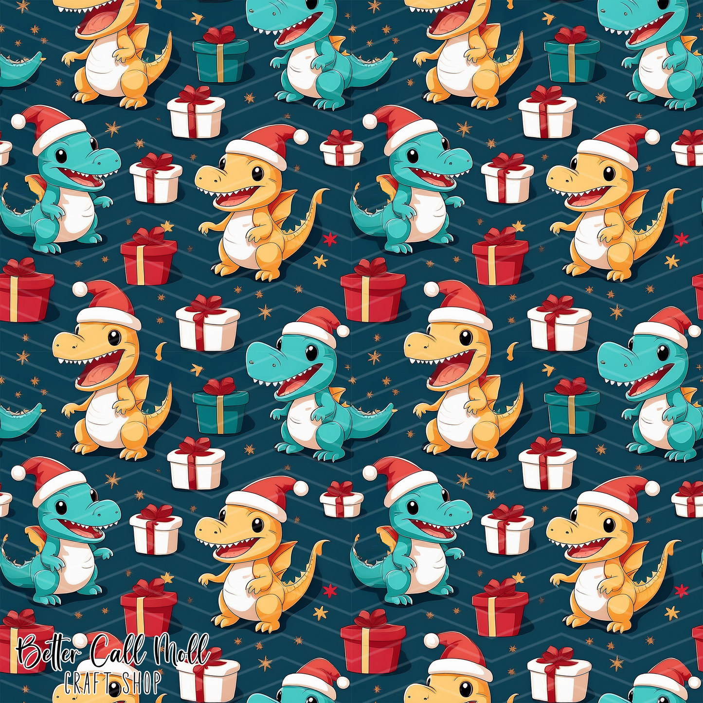 Christmas Dinos 2 Digital Seamless Pattern