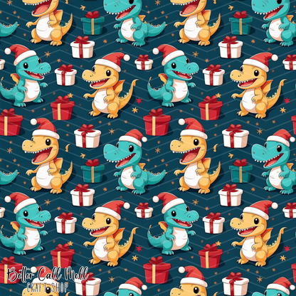 Christmas Dinos 2 Digital Seamless Pattern