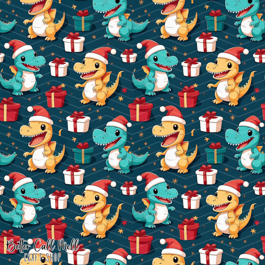Christmas Dinos 2 Digital Seamless Pattern