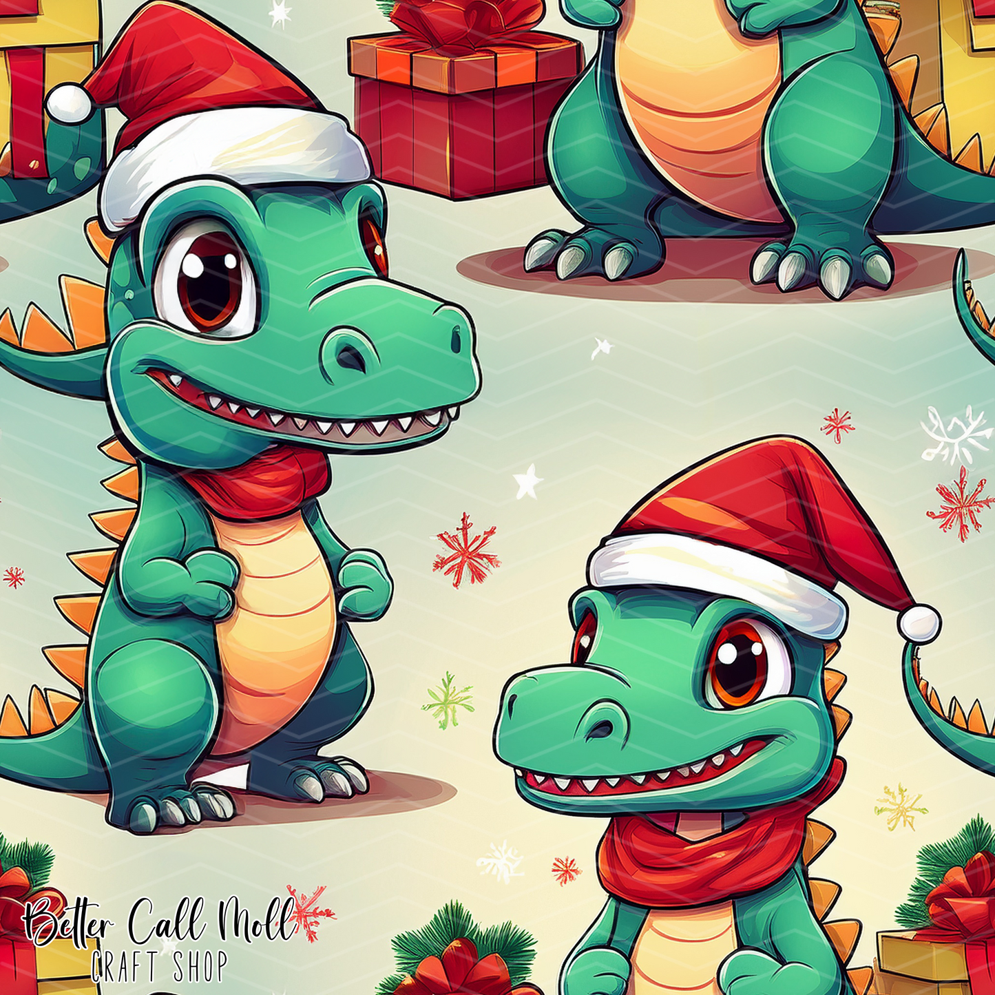 Christmas Dinos 3 Digital Seamless Pattern