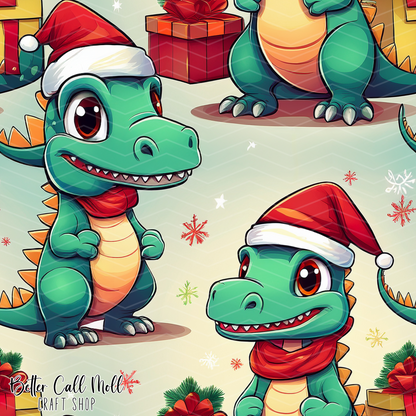 Christmas Dinos 3 Digital Seamless Pattern